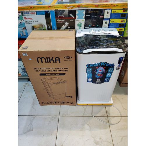 Mika 6KG Semi Automatic Single Tub Washing Machine Top Load, Compact Portable Washer, Energy Saving, Powerful Motor, Ideal for Small Homes Kenya