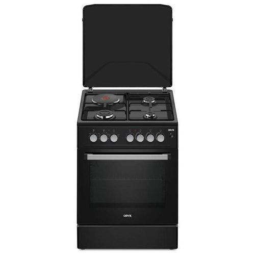 Mika ORYX Standing Cooker 60cm x 60cm, 3 Gas Burners + 1 Electric Hot Plate, 4-Function Electric Oven, Rotisserie, Button Ignition, Hybrid Kitchen Cooker Kenya