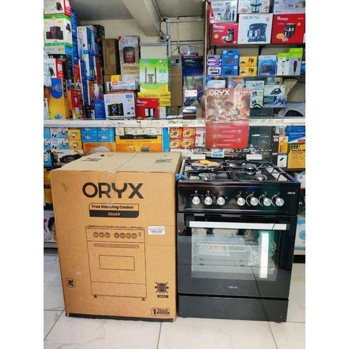 Mika ORYX Standing Cooker 60cm x 60cm, 3 Gas Burners + 1 Electric Hot Plate, 4-Function Electric Oven, Rotisserie, Button Ignition, Hybrid Kitchen Cooker Kenya