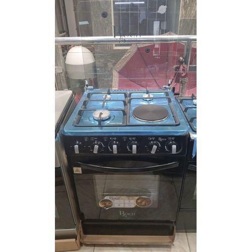 Roch 60×60 Cooker 3 Gas Burners + 1 Electric Hotplate, Electric Oven with Rotisserie & Timer, Auto Ignition, Double Glass Door – Hybrid Kitchen Cooker Kenya