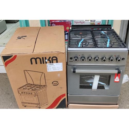 MIKA 58x58 Standing Cooker 3 Gas Burners + 1 Electric Plate, Electric Oven, Auto Ignition, Compact Freestanding Cooker, Durable Kitchen Appliance Kenya