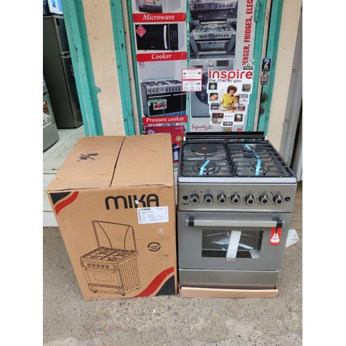MIKA 58x58 Standing Cooker 3 Gas Burners + 1 Electric Plate, Electric Oven, Auto Ignition, Compact Freestanding Cooker, Durable Kitchen Appliance Kenya