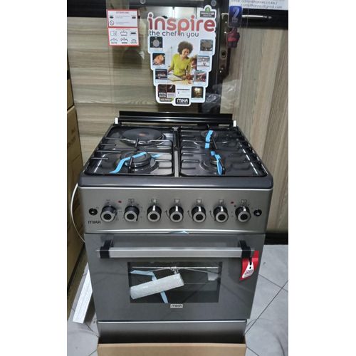 MIKA 58x58 Standing Cooker 3 Gas Burners + 1 Electric Plate, Electric Oven, Auto Ignition, Compact Freestanding Cooker, Durable Kitchen Appliance Kenya