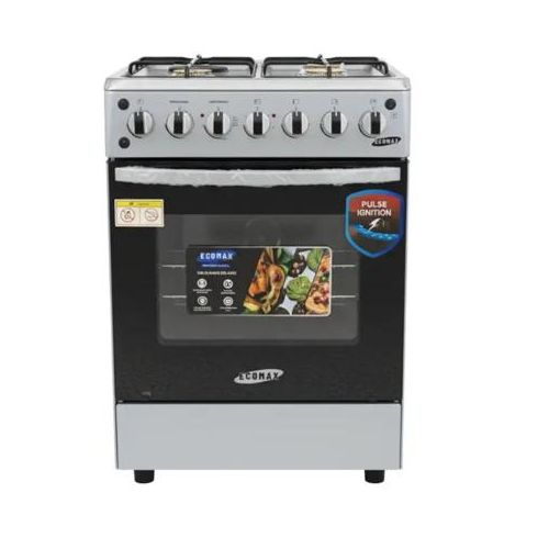 Ecomax 60x60 Standing Cooker 3 Gas Burners + 1 Electric Hotplate, Electric Oven, Auto Ignition, Double Glass Door, Durable Freestanding Cooker Kenya