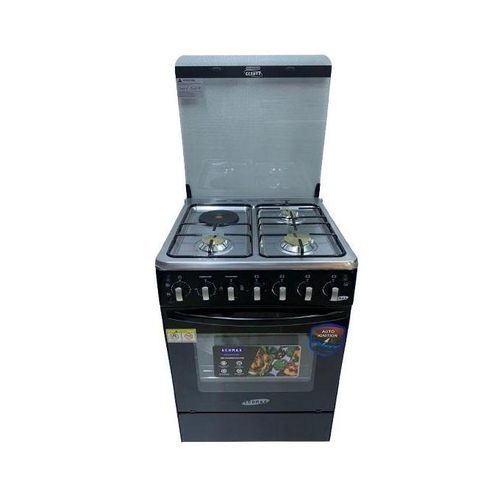 Ecomax 50x55 Standing Cooker 4 Gas Jet Burners, Electric Oven with Rotisserie, Auto Ignition, Compact Gas Cooker, Durable Kitchen Appliance Kenya