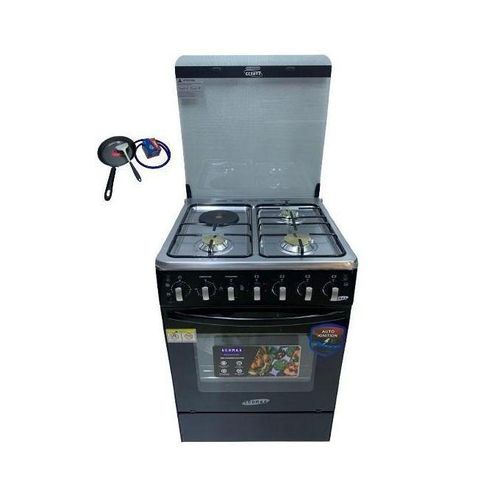 Ecomax 50x55 Standing Cooker 4 Gas Jet Burners, Electric Oven with Rotisserie, Auto Ignition, Compact Gas Cooker, Durable Kitchen Appliance Kenya