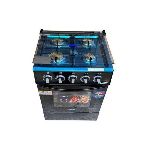 Ecomax 50x55 Standing Cooker 4 Gas Jet Burners, Electric Oven with Rotisserie, Auto Ignition, Compact Gas Cooker, Durable Kitchen Appliance Kenya
