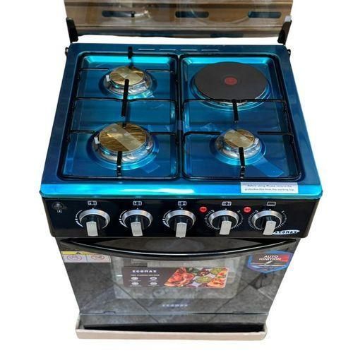 Ecomax 50x55 Free Standing Cooker 3 Gas Burners + 1 Electric Hotplate, Electric Oven, Auto Ignition, Compact Durable Kitchen Cooker Kenya