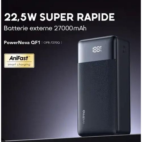 Oraimo PowerNova QF1 27000mAh Power Bank, 22.5W Fast Charging, USB-C PD, Smart Digital Display, Multi-Device Charging Portable Charger Kenya