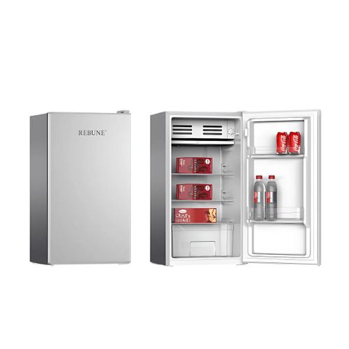 Rebune RE-BC-90S 90L Single Door Refrigerator PCM Silver Mini Fridge Energy Saving Low Noise Fast Cooling Compact Fridge Office Bedsitter Home Appliance Kenya Durable Refrigerator