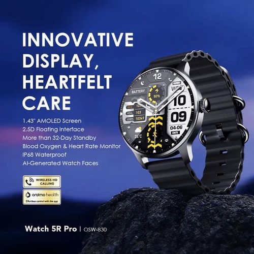 Oraimo Watch 5R Pro Smartwatch 1.43" AMOLED Bluetooth Calling IP68 Waterproof Fitness Tracker Heart Rate SpO2 Long Battery Life Sports Smart Watch Kenya