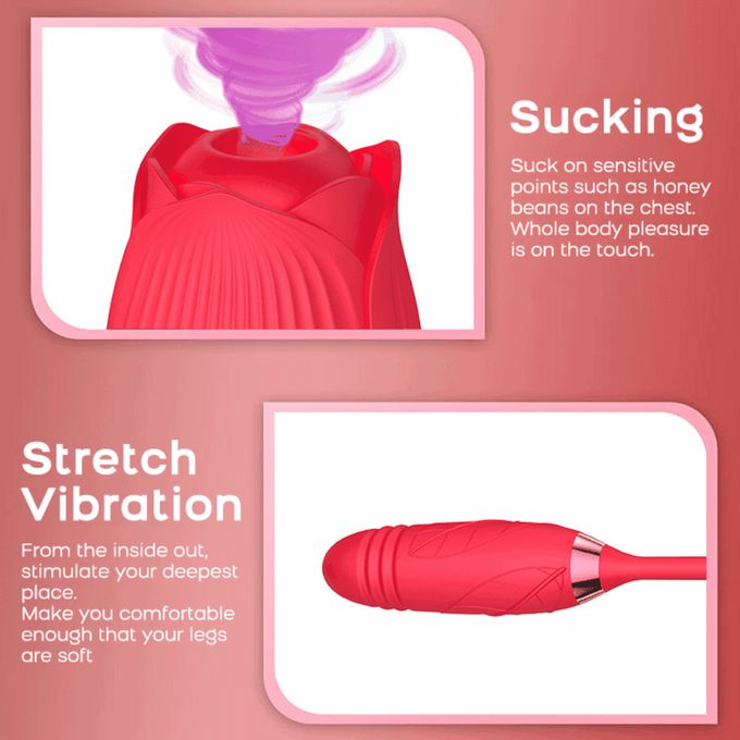 2 in 1 Rose Sex Toy Sucking Vibrator - Women Sex Toys Rose Adult Toy Vibrators, Female Sex Toy for Couples Dildo Suction Vibrator for Nipples Clitoral Adult Sex Toys Sex Machine with 10 Suction Modes