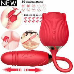 2 in 1 Rose Sex Toy Sucking Vibrator - Women Sex Toys Rose Adult Toy Vibrators, Female Sex Toy for Couples Dildo Suction Vibrator for Nipples Clitoral Adult Sex Toys Sex Machine with 10 Suction Modes