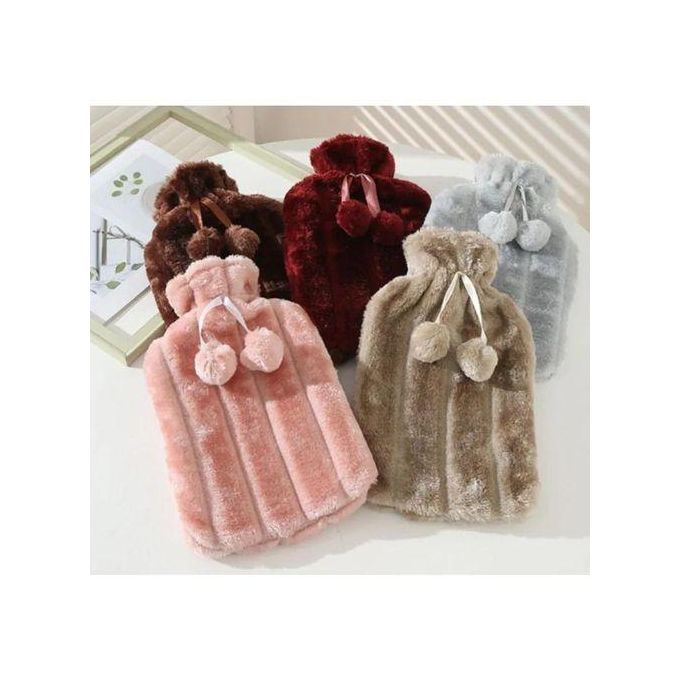 2L Hot Water Bottle With Soft Faux Fur Plush Cover