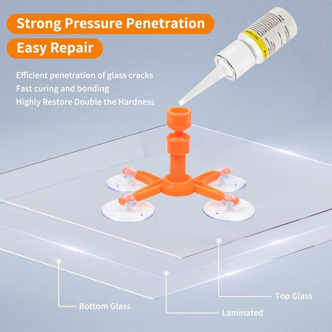 Windscreen Repair Kit, Car Windscreen Crack Repair Kit with Durable Resin, Fix Auto Windscreen Glass Cracks, Chip, Bulls Eye, Star Break, Half Moon