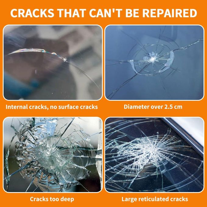 Windscreen Repair Kit, Car Windscreen Crack Repair Kit with Durable Resin, Fix Auto Windscreen Glass Cracks, Chip, Bulls Eye, Star Break, Half Moon