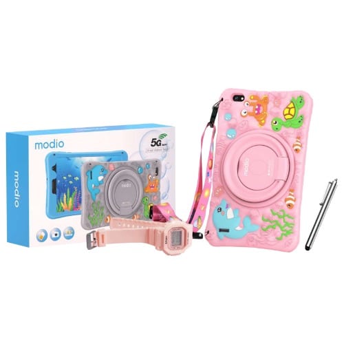 Modio KIDS STUDY TABLETS 256GB/6GB 5G 4000MAH WITH SIMCARD SLOT SILICONE COVER,TOUCH PEN