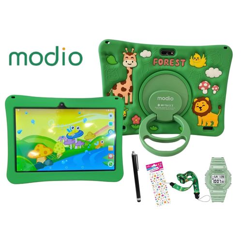 Modio M25 Kids tablet Pc, Android 8GB RAM 512GB ROM Virtual storage10.1 Inches Sim card support, WIFI, Dual camera with free gifts - Green