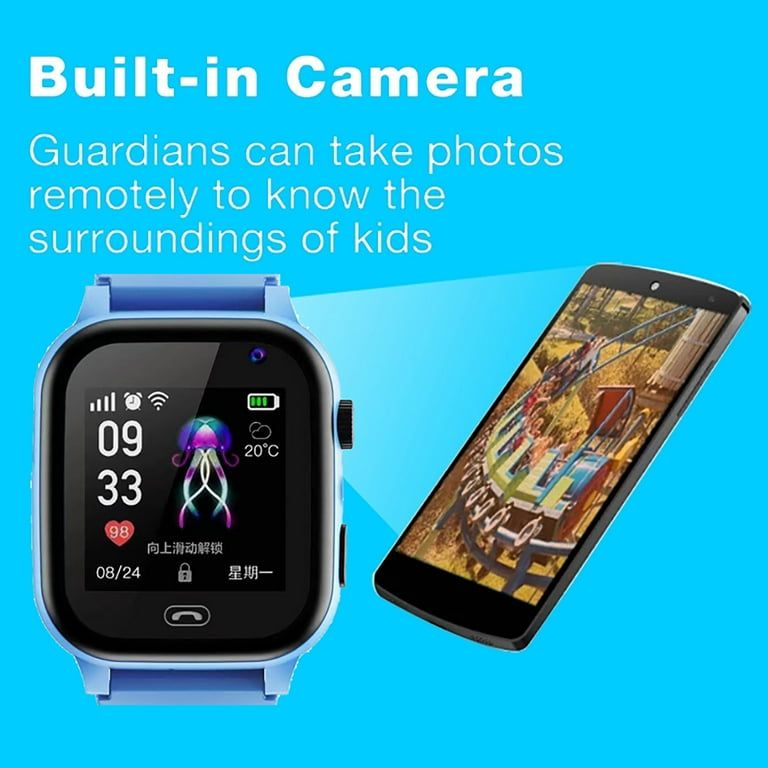 Children Smartwatch Boys Girls Camera Gps Answer Call Electronic Life Waterproof Smart Watches Support 2g Montre Enfant (Smart2023 C005 - Black)