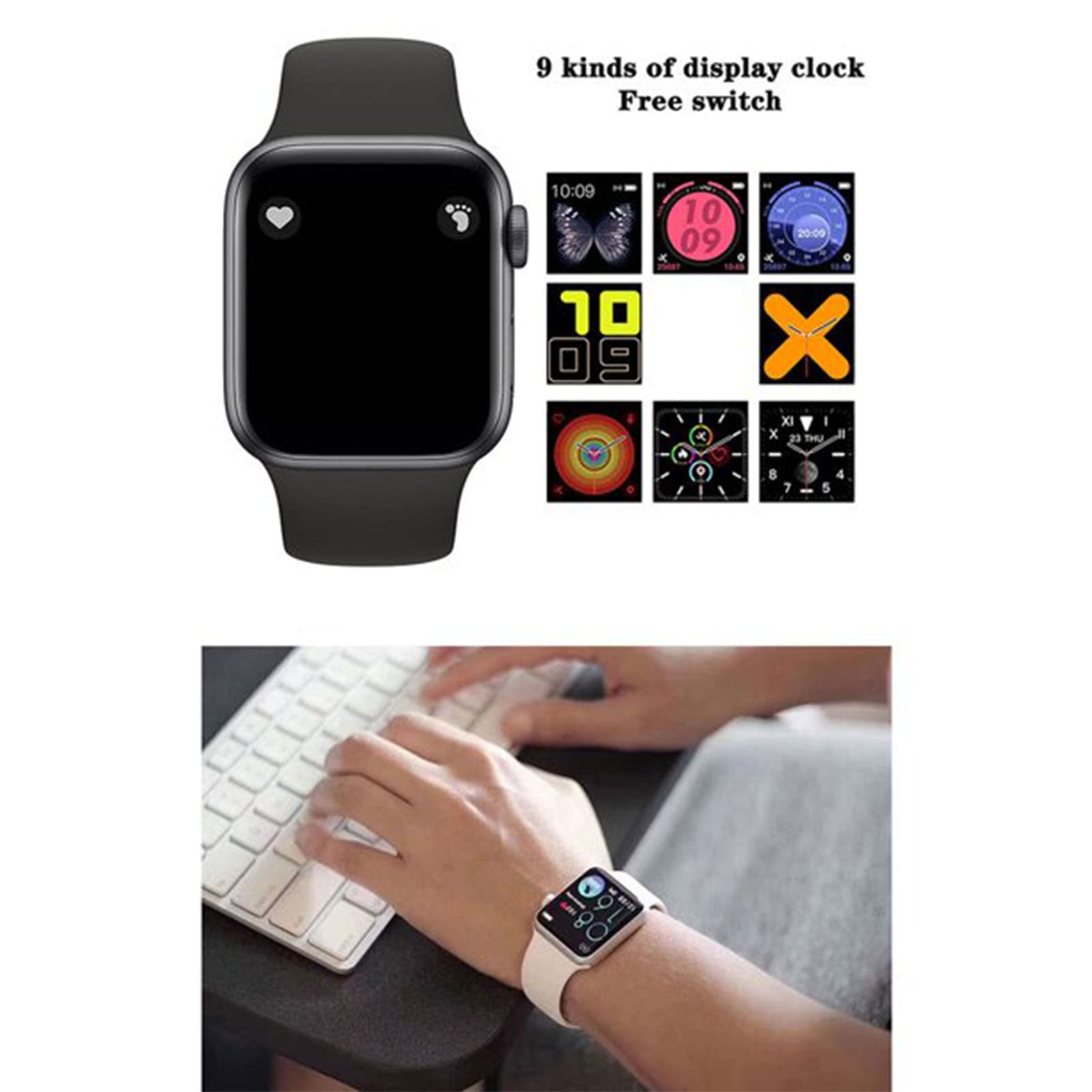 Men's Black Dual Strap Smart Watch T55 Bluetooth Sports Watch
