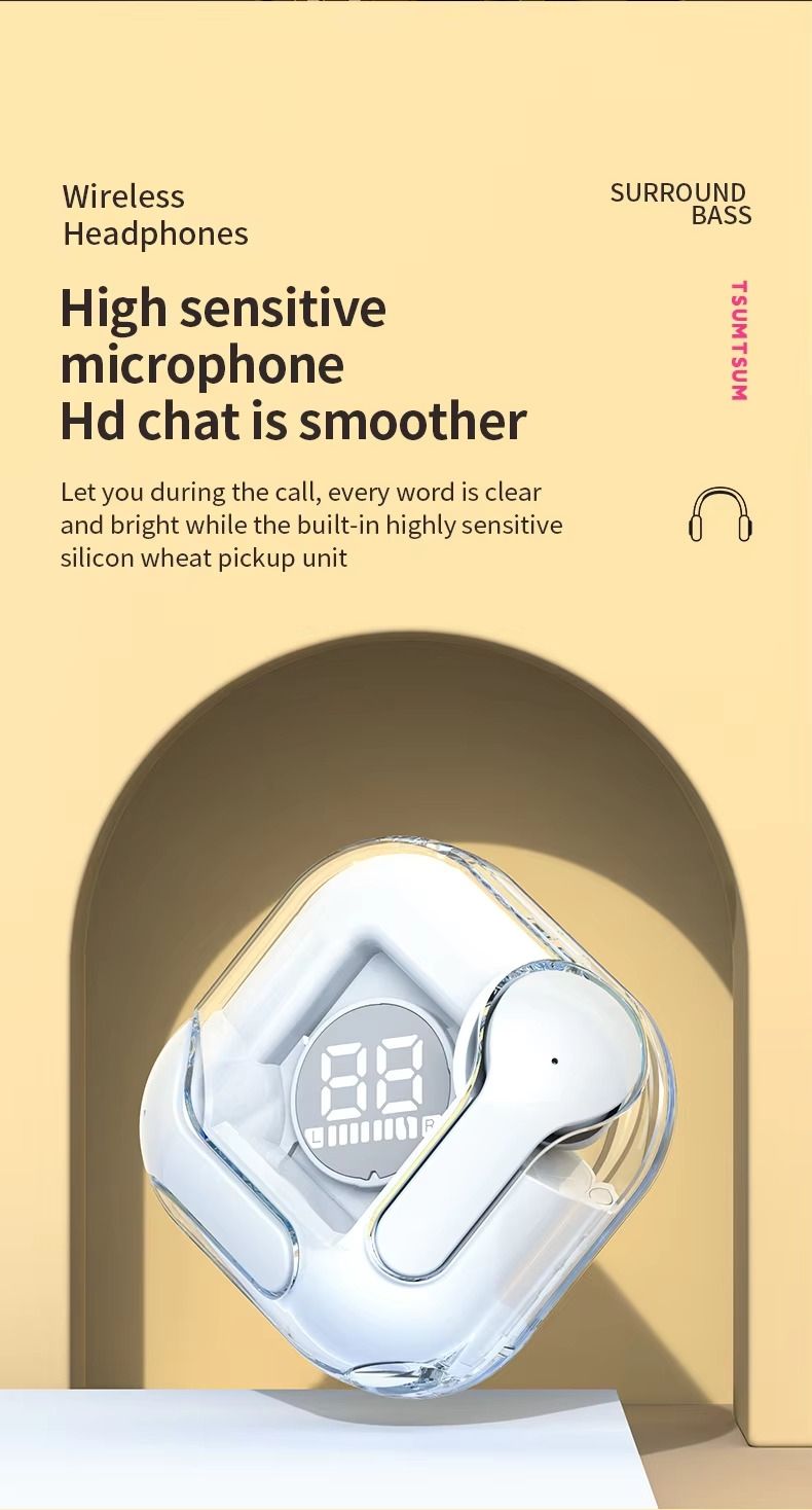 Earpods Bluetooth Headsets Wireless Earphones Transparent Look