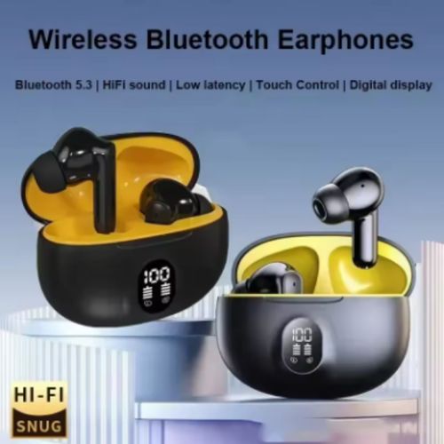 Wireless Headphones LED Power Earphones Digital Display Bluetooth 5.3 ENC Earbuds Earpods