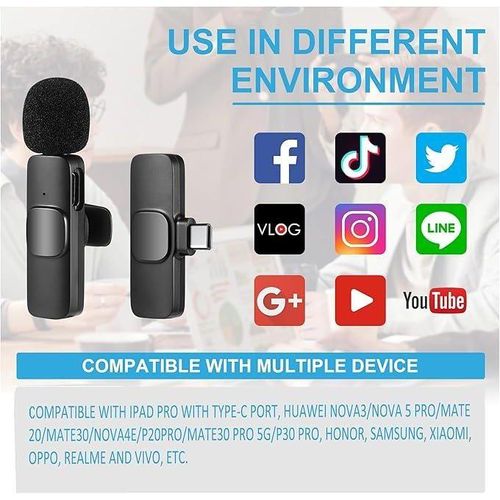 Sokany 3 In 1 Mini Double Microphone,Wireless Lapel Microphone For Iphone Android Camera Plug-Play,Professional Noise Reduction Recording Clip Mic