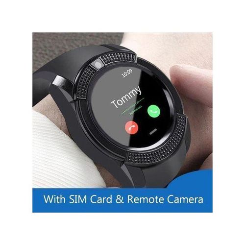 V8 Smartwatch Touch Screen With Audio Control/SIM Card Slot - Black