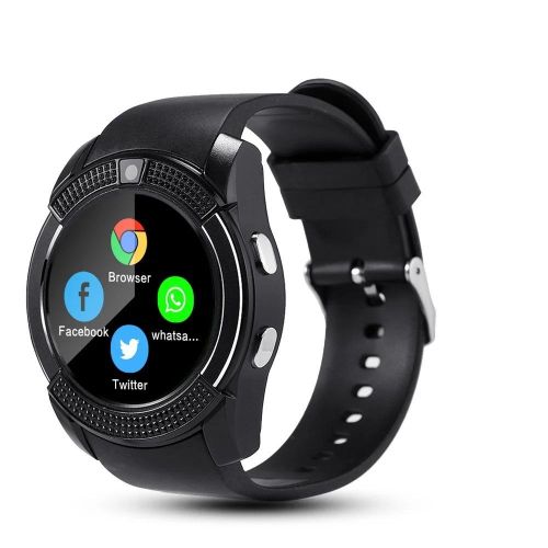 V8 Smartwatch Touch Screen With Audio Control/SIM Card Slot - Black