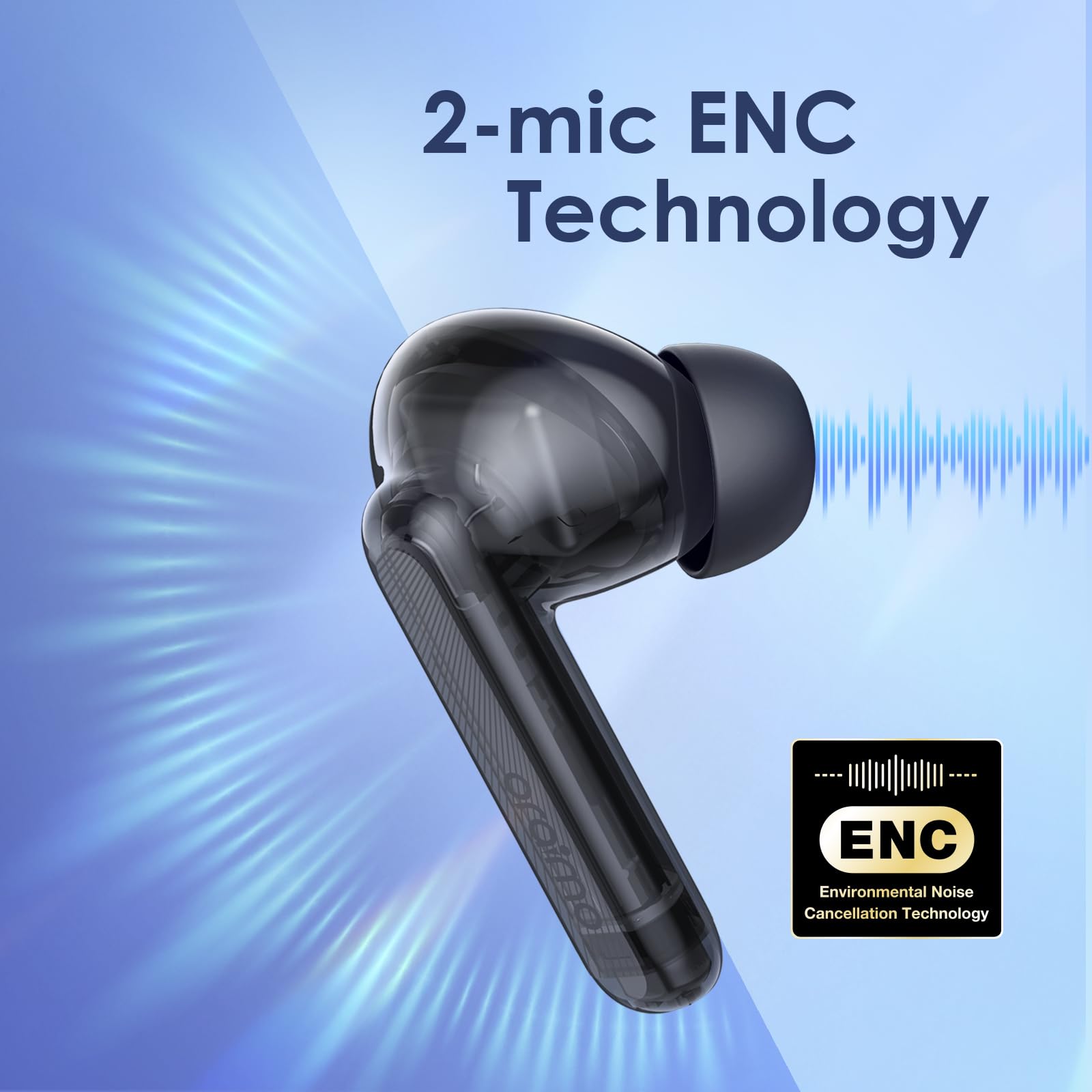Oraimo FreePods Lite Bluetooth Earphones, 10mm Drivers with Big Bass True Wireless Earbuds,40H Playtime, 2 Mics for AI Clear Calls, 10mins Fast Charge,Customize EQs via App,Waterproof (Black)