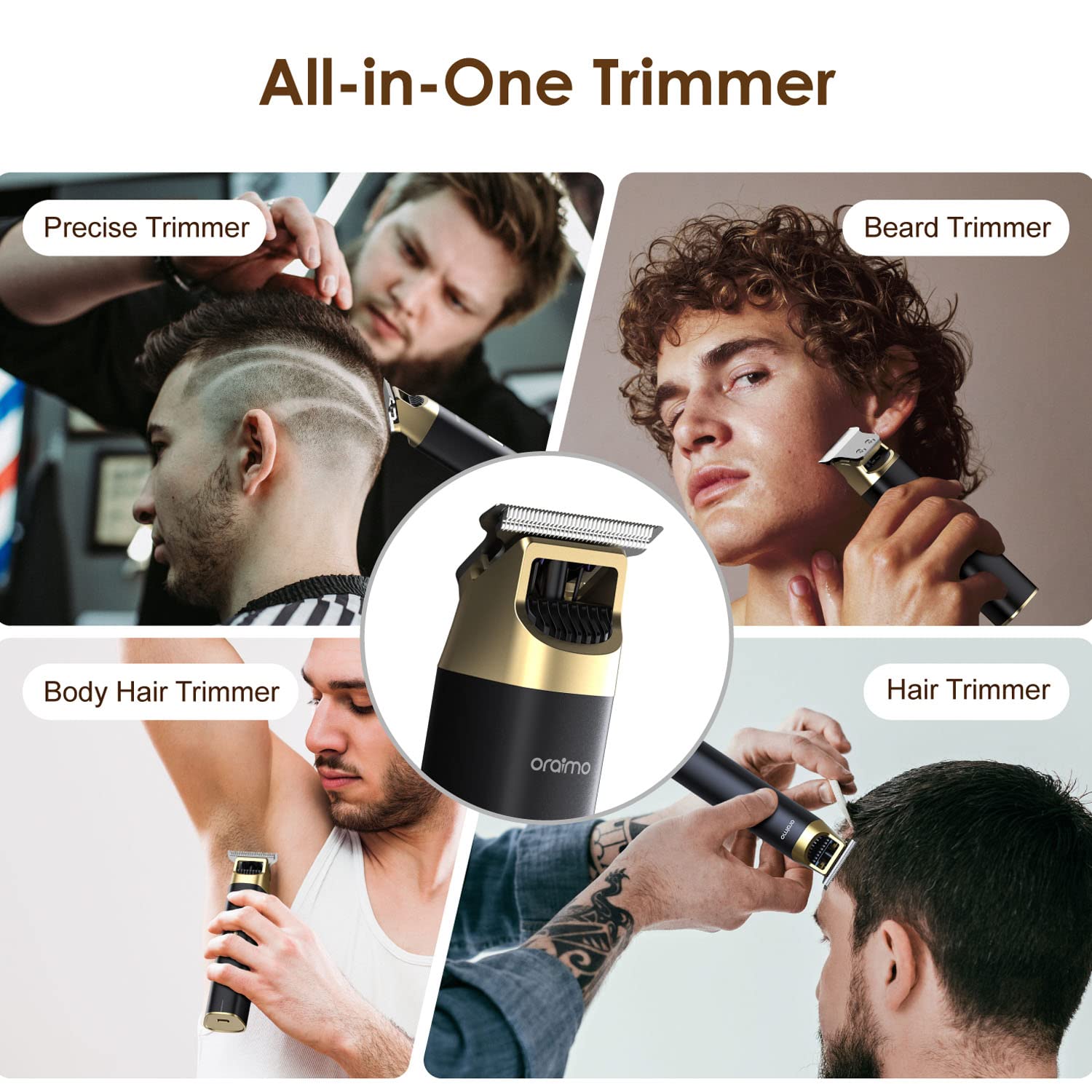Oraimo Hair Trimmer for Men,Corded & Cordless Hair Clipper with Zero Gapped Baldheaded T-Blade Trimmer with Close Cutting,150 mins Runtime,Stainless Steel Blades,Professional Hair Trimmer and Shaver F