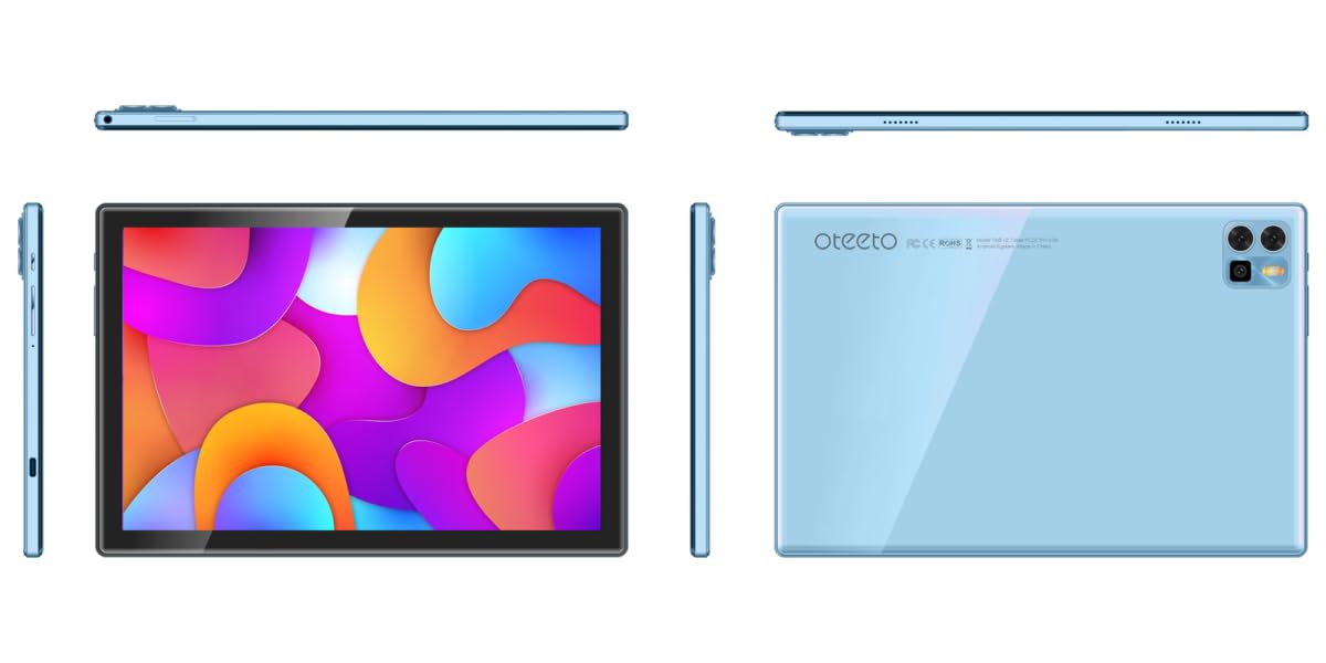 Oteeto Tab 12 Pro 5G Android Tablet, 10.1 Inch Display, 8GB RAM, 512GB ROM, 6000 mAh Battery, Wireless Keyboard (Blue)