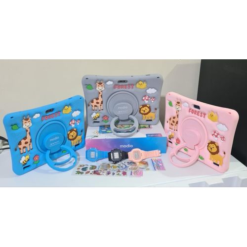 Modio M25 Kids tablet Pc, Android 8GB RAM 512GB ROM Virtual storage10.1 Inches Sim card support, WIFI, Dual camera with free gifts - Pink