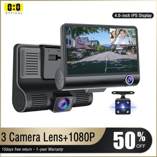 3 in 1 Full HD Car Dashboard Camera with 4 Inch Display, G-Sensor Motion Detection,Loop Recording & Night Vision