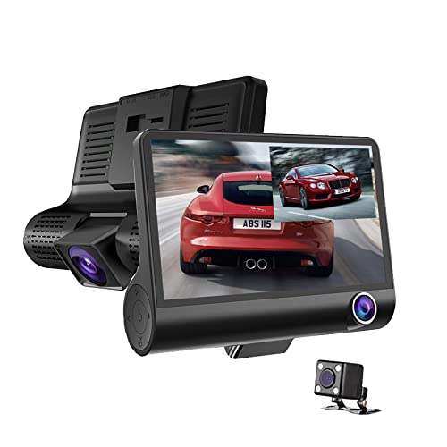 3 in 1 Full HD Car Dashboard Camera with 4 Inch Display, G-Sensor Motion Detection,Loop Recording & Night Vision