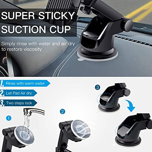 Car Phone Holder, Phone Mount For Car, Strong Grip Suction Cup 360°Rotation Car Cradle Smartphone Mount For Dashboard Windscreen, Universal Handsfree Stand, Compatible with iPhone Samsung