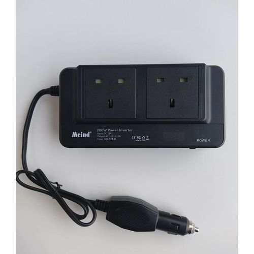 200W Power Inverter DC 12V to 220V AC Car Power Inverter 4 USB Ports Charger Adapter Car Plug Converter with Switch Current LCD Screen