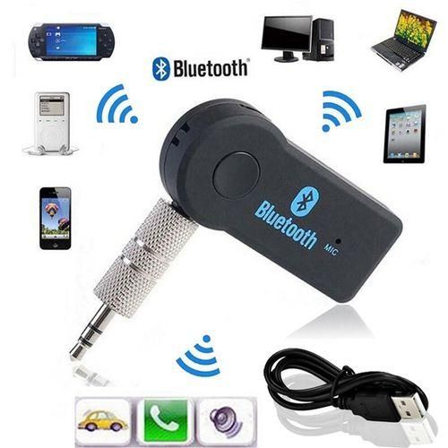 Wireless Bluetooth Receiver 3.5mm AUX Audio Stereo Music Car Streaming Adapter Sound System Hands Free Calling Built-in Microphone for iPhone Samsung - Black