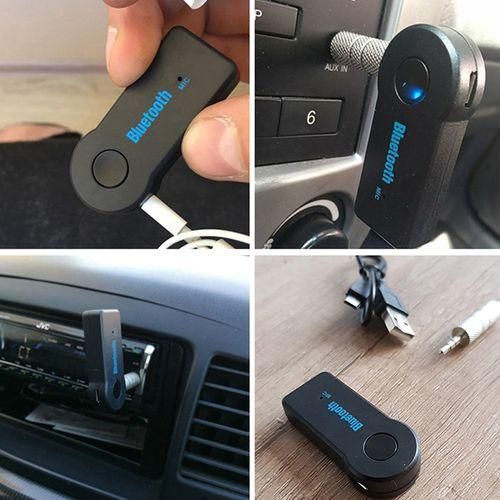 Wireless Bluetooth Receiver 3.5mm AUX Audio Stereo Music Car Streaming Adapter Sound System Hands Free Calling Built-in Microphone for iPhone Samsung - Black