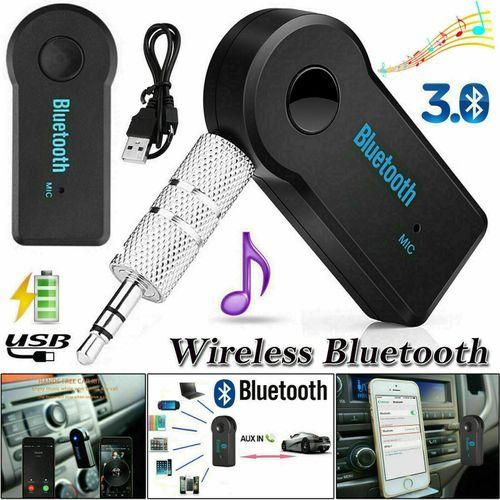 Wireless Bluetooth Receiver 3.5mm AUX Audio Stereo Music Car Streaming Adapter Sound System Hands Free Calling Built-in Microphone for iPhone Samsung - Black