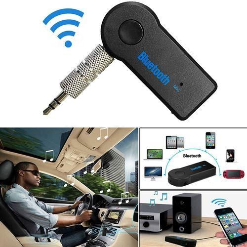 Wireless Bluetooth Receiver 3.5mm AUX Audio Stereo Music Car Streaming Adapter Sound System Hands Free Calling Built-in Microphone for iPhone Samsung - Black