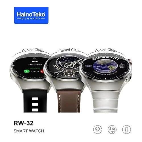 Haino Teko Smart Watch 4 pro RW-32 with AMOLED Curved Glass Screen Real AMOLED Round Display Touch Screen with 3 pairs Strap