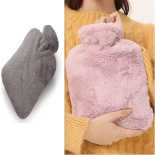 2L Hot Water Bottle with Cover imitation rabbit hair,Hot Water Bag for Bed Warm Neck Shoulder Pain Hand Feet Warmer Menstrual Cramps Hot Compress
