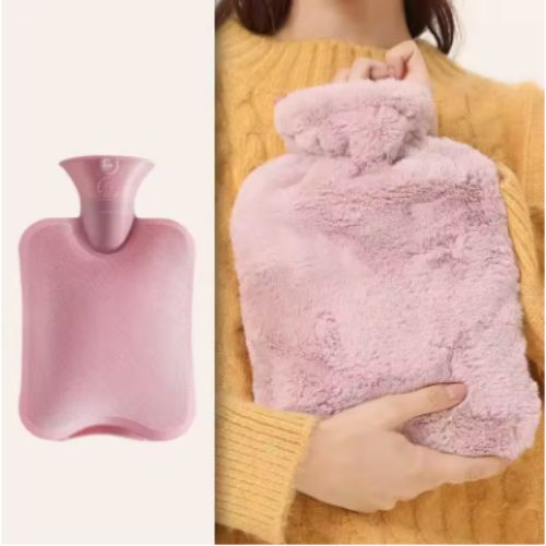 2L Hot Water Bottle with Cover imitation rabbit hair,Hot Water Bag for Bed Warm Neck Shoulder Pain Hand Feet Warmer Menstrual Cramps Hot Compress