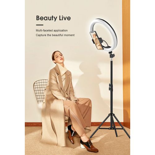 12 Inch LED Ring Light With 210mm Stand Tripod, Wireless Lapel Microphone And Bluetooth Remote