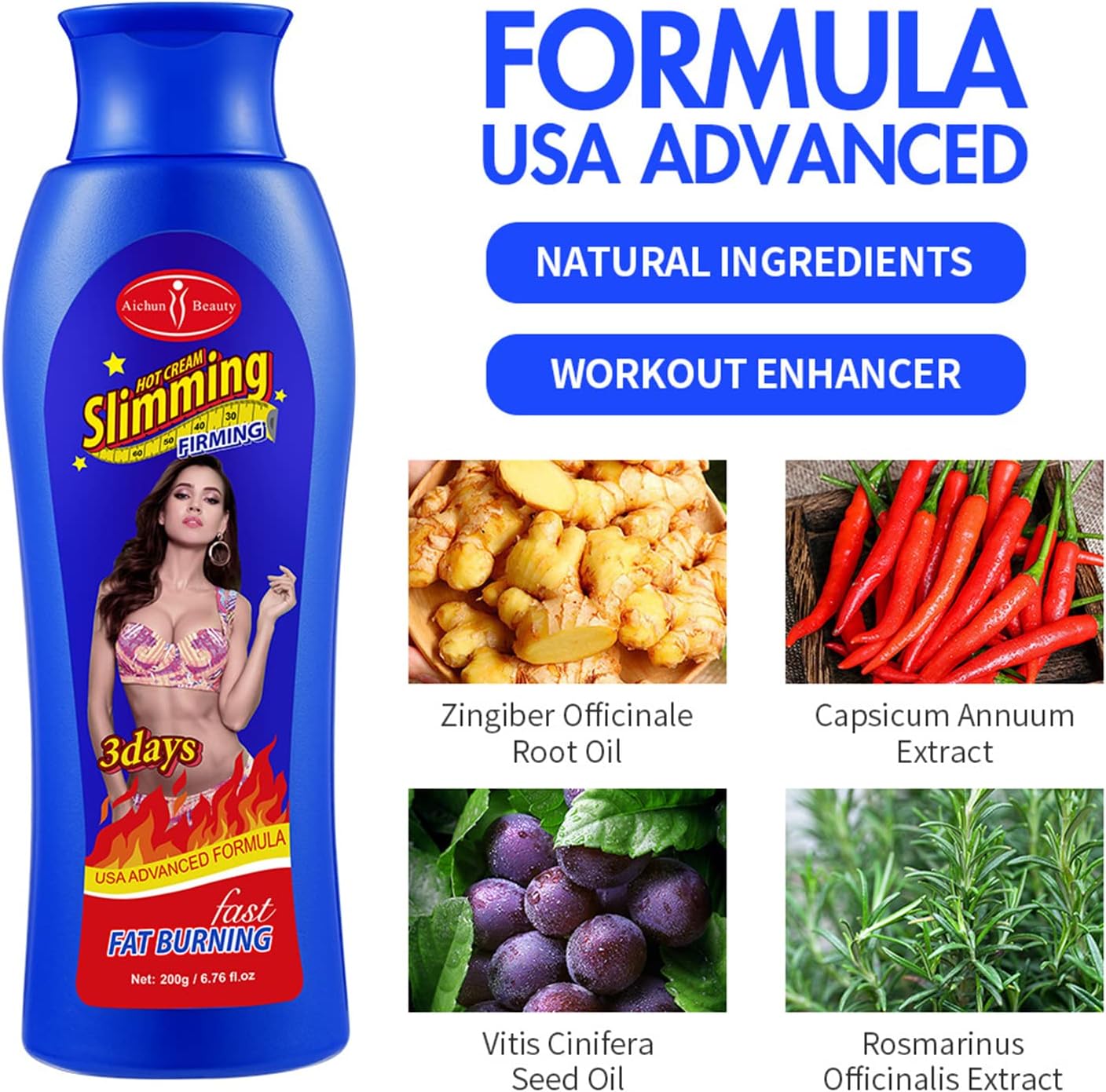 AICHUN BEAUTY Hot Chilli Slimming Cream Firming 3days Fat Burning Lose Weight 200g