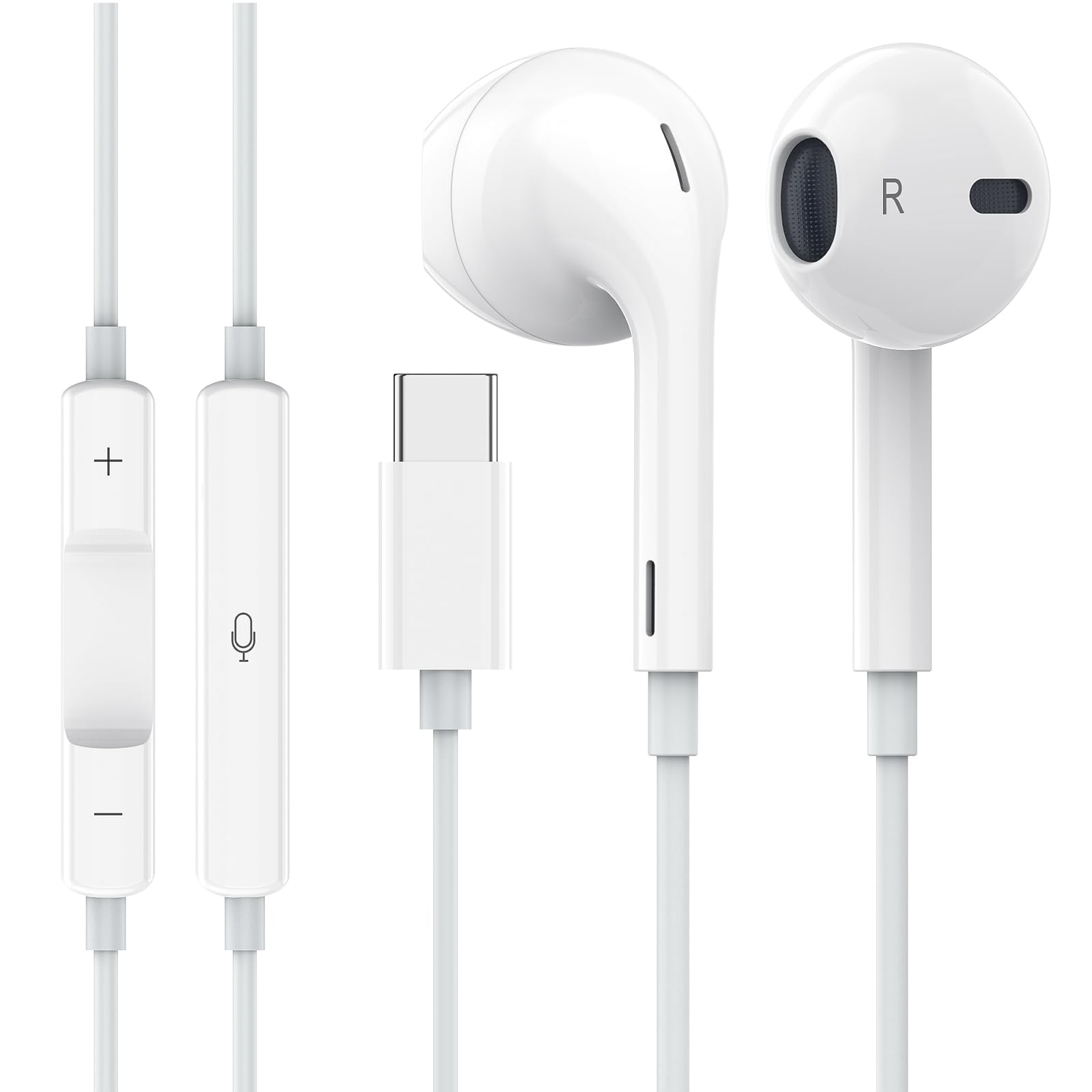 Genuine Apple Earpods with Wired USB-C & Lightning Cable for Samsung Galaxy S7-9, S20/S20+/S20 Ultra, S10/S10+/S10 Ultra, Note 20/Note 20 Ultra, S21/S21 Plus/S21 Ultra, iPhone, and iPad Pro