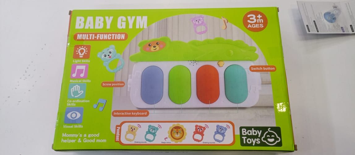 Fashion Baby Gym Playmat Deluxe Kick & Play Piano Gym & Maracas with Smart Stages Learning Content,5 Linkable Toys & 2 Soft Rattles For Newborn To Toddler (0-36M)