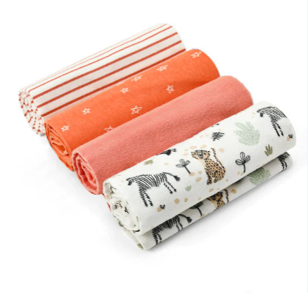 🍼 Quality Fashion Newborn Flannel / Receving Blanket 4 Pcs – Soft, Breathable & Skin-Friendly Baby Receiving Blanket (76 x 76 cm)