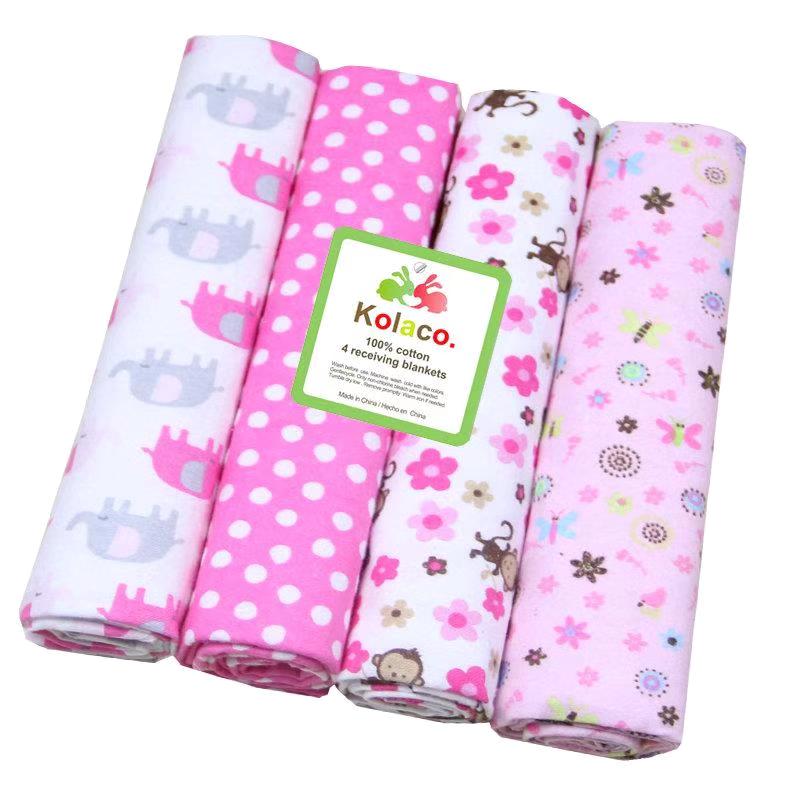 🍼 Quality Fashion Newborn Flannel / Receving Blanket 4 Pcs – Soft, Breathable & Skin-Friendly Baby Receiving Blanket (76 x 76 cm)